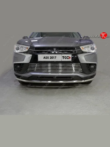 Нижняя декоративная вставка в бампер ТСС Тюнинг (d 12 мм) Mitsubishi ASX 2-ой рестайлинг (2017-2020)