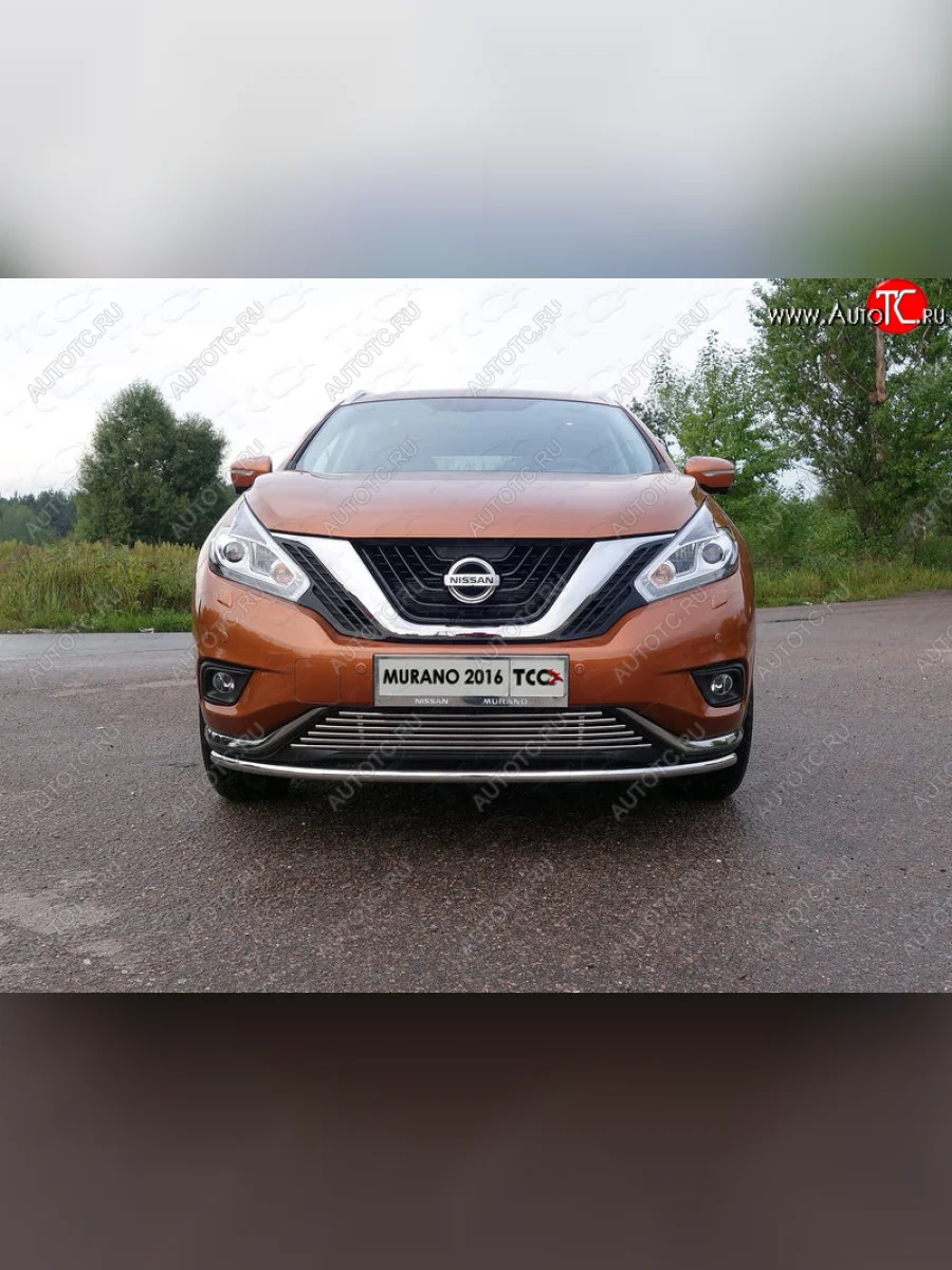 Нижняя декоративная вставка в бампер ТСС Тюнинг Nissan Murano 3 Z52 дорестайлинг (2015-2022) (d 12 мм)  в Самаре Самарской области