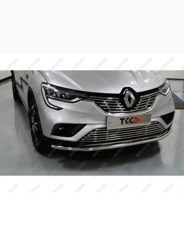 Нижняя декоративная вставка в бампер ТСС Тюнинг (d 12 мм) Renault Arkana (2019-2025)