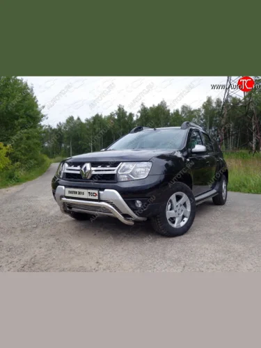 Нижняя декоративная вставка в бампер ТСС Тюнинг (d 12 мм) Renault Duster HS рестайлинг (2015-2021)