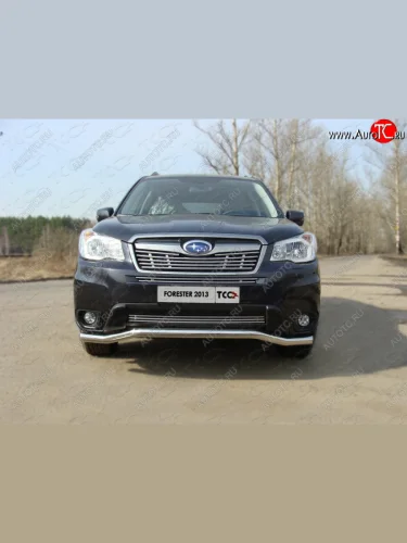 Нижняя декоративная вставка в бампер ТСС Тюнинг (d 12 мм) Subaru Forester SJ дорестайлинг (2012-2016)