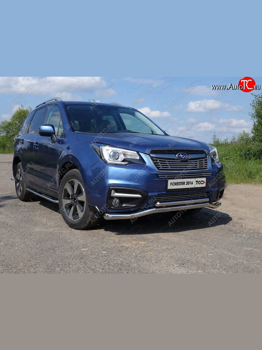 Нижняя декоративная вставка в бампер ТСС Тюнинг Subaru Forester SJ рестайлинг (2016-2019) (d 12 мм)  в Самаре Самарской области