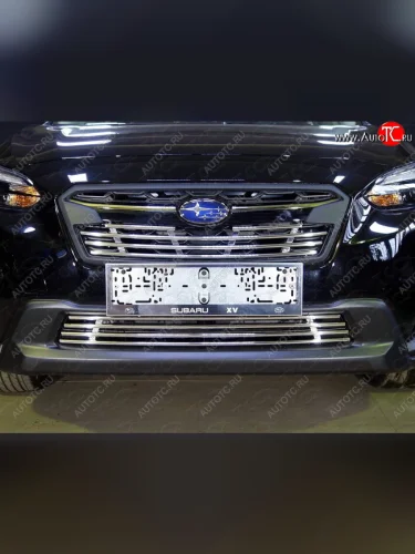 Нижняя декоративная вставка в бампер ТСС Тюнинг (d 12 мм) Subaru XV GT/G24 дорестайлинг (2017-2021)