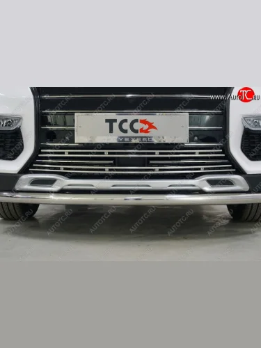 Нижняя декоративная вставка в бампер ТСС Тюнинг (d 12 мм) EXEED TXL  дорестайлинг (2020-2021)