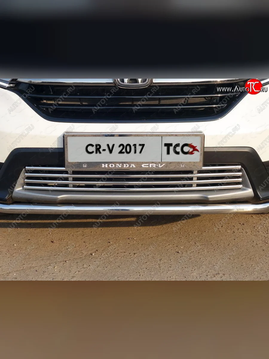 Нижняя декоративная вставка в бампер ТСС Тюнинг Honda CR-V RW,RT дорестайлинг (2016-2020) (d 16 мм )  в Воронеже Воронежской области