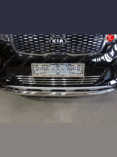Нижняя декоративная вставка в бампер ТСС Тюнинг (d 16 мм) KIA Sorento UM/Prime рестайлинг (2018-2020)
