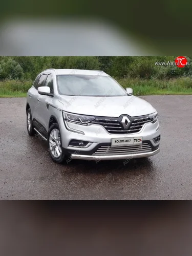 Нижняя декоративная вставка в бампер ТСС Тюнинг (d 16 мм) Renault Koleos 2 (2016-2025)