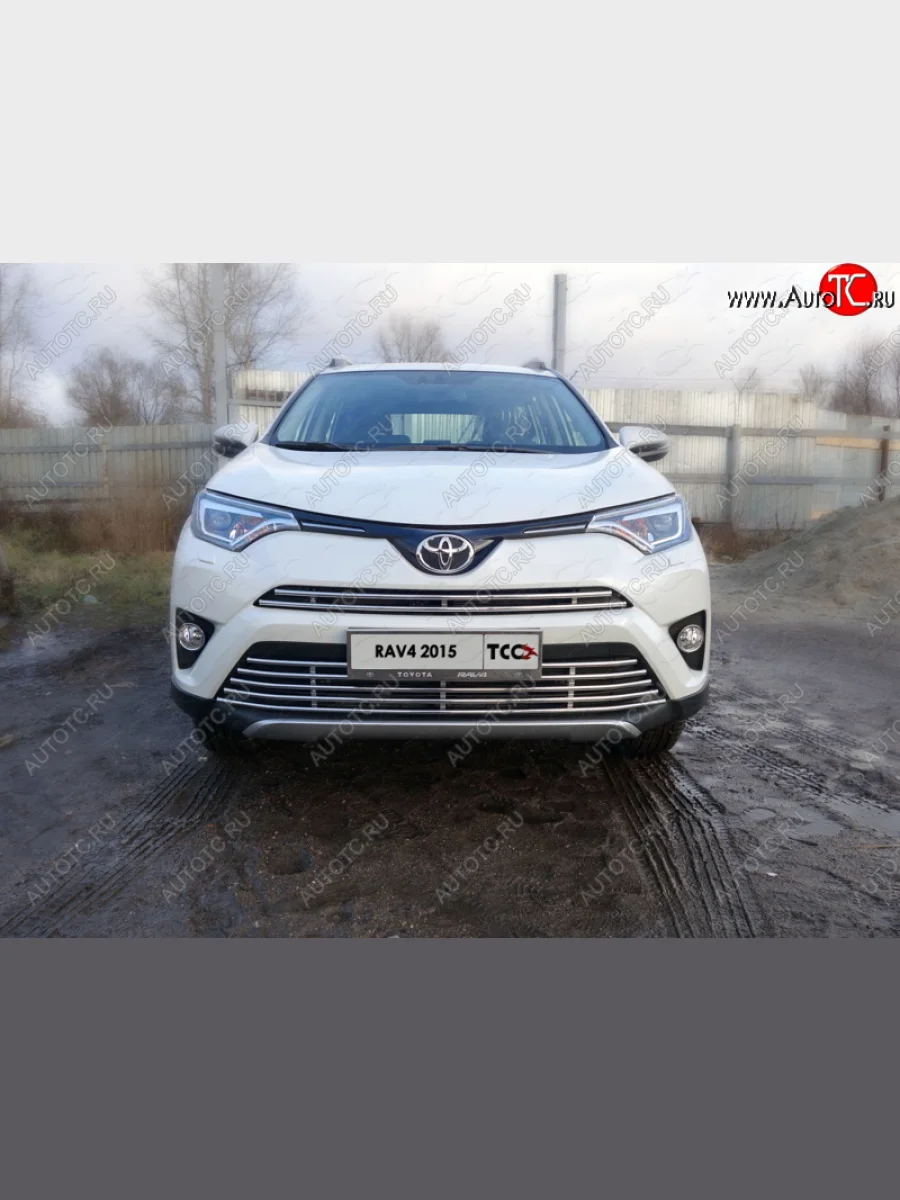 Нижняя декоративная вставка в бампер (без круиз-контроля) ТСС Тюнинг Toyota RAV4 XA40 5 дв. рестайлинг (2015-2019) (d 16 мм)  в Самаре Самарской области