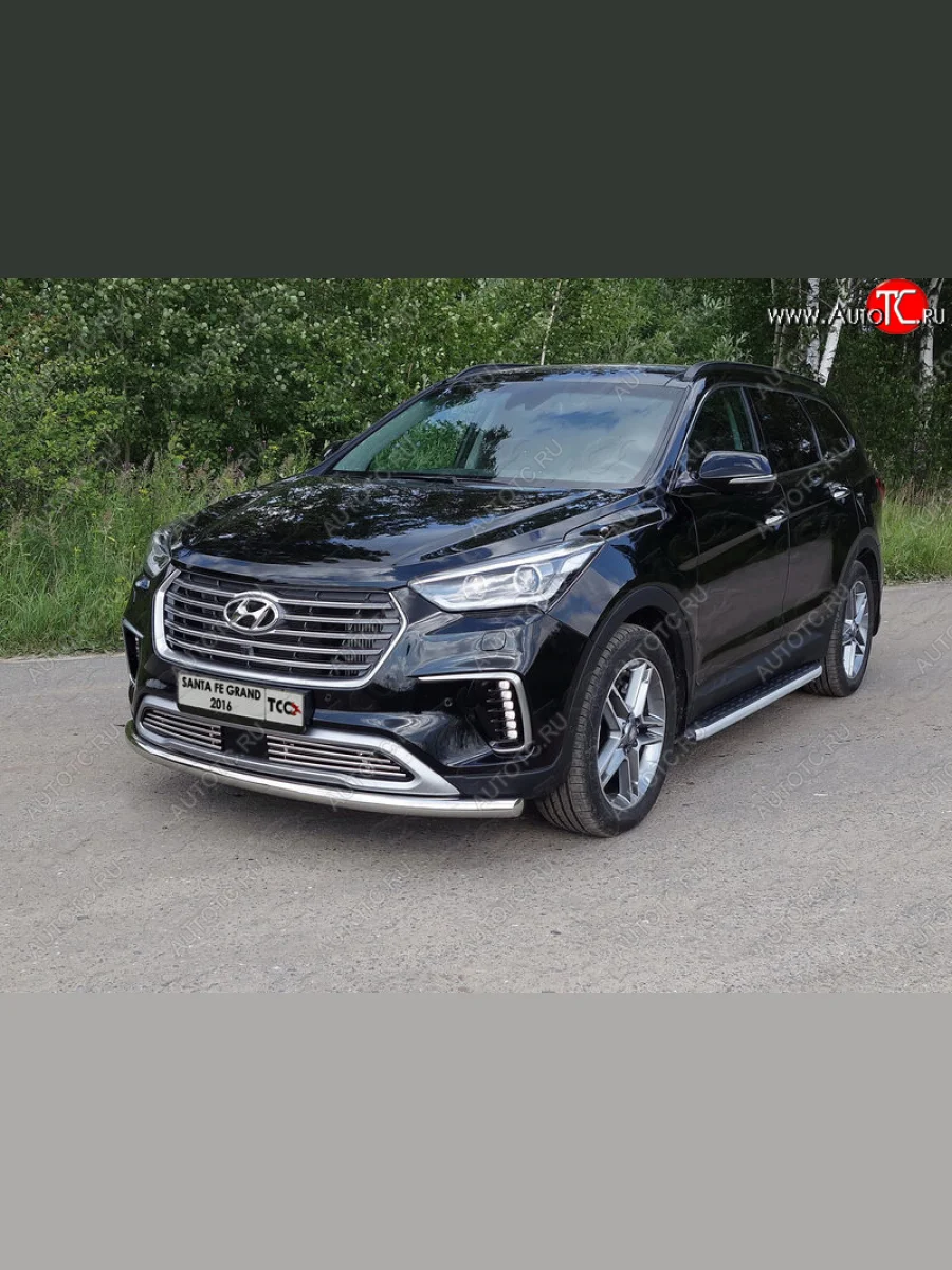 Декоративная вставка в бампер ТСС Тюнинг  Hyundai Grand Santa Fe (2016-2018) 1 DM (d 12 мм)  в Самаре Самарской области