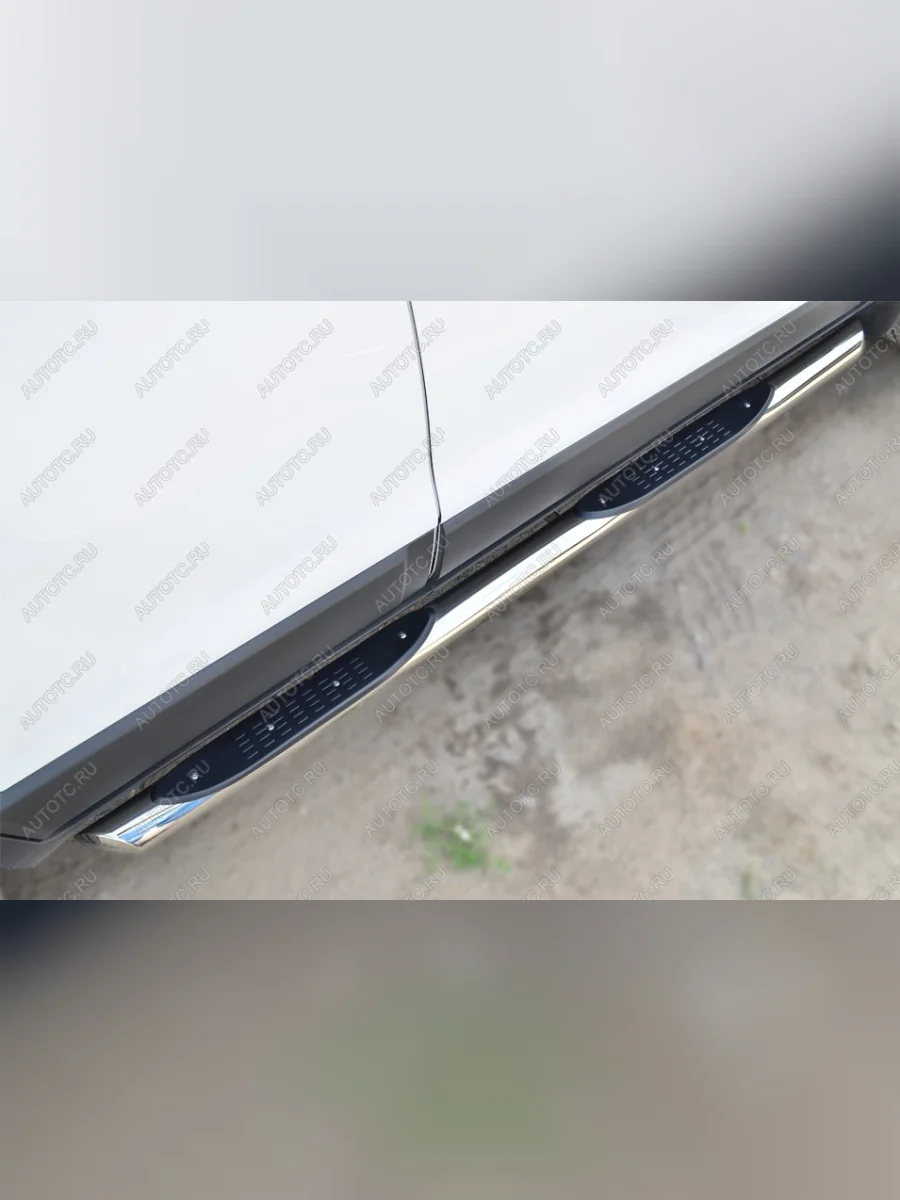 Пороги труба с накладкой SLITKOFF  Chevrolet Captiva (2013-2016) (d76 мм)  в Перми Пермском крае