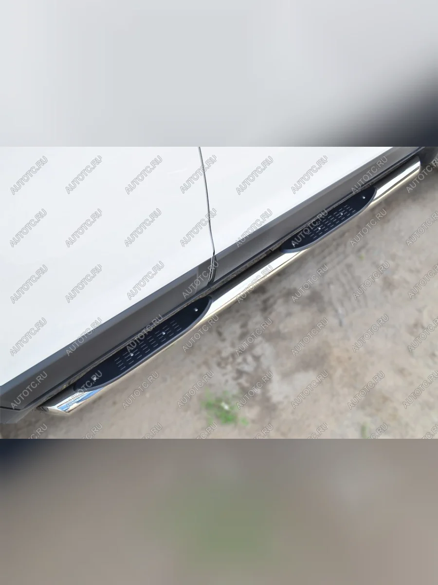 Пороги труба с накладками SLITKOFF Chevrolet Niva 2123 рестайлинг (2009-2020) (d76 мм)  в Самаре Самарской области