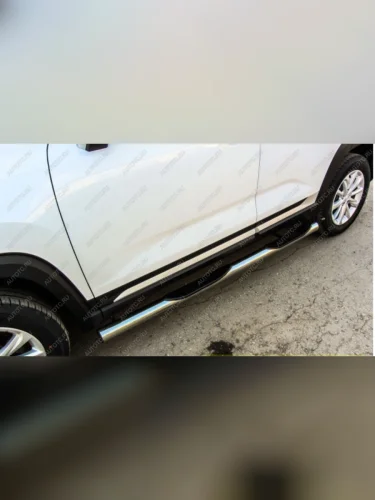 Пороги труба с накладками SLITKOFF Chevrolet Niva 2123 рестайлинг (2009-2020)