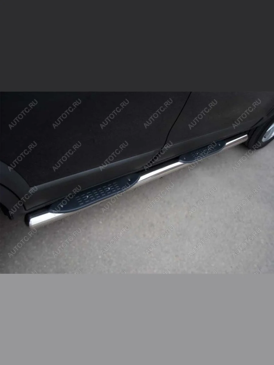 Пороги труба с накладками SLITKOFF Chevrolet Tahoe GMT900 5 дв. (2006-2013) (d76 мм)  в Самаре Самарской области