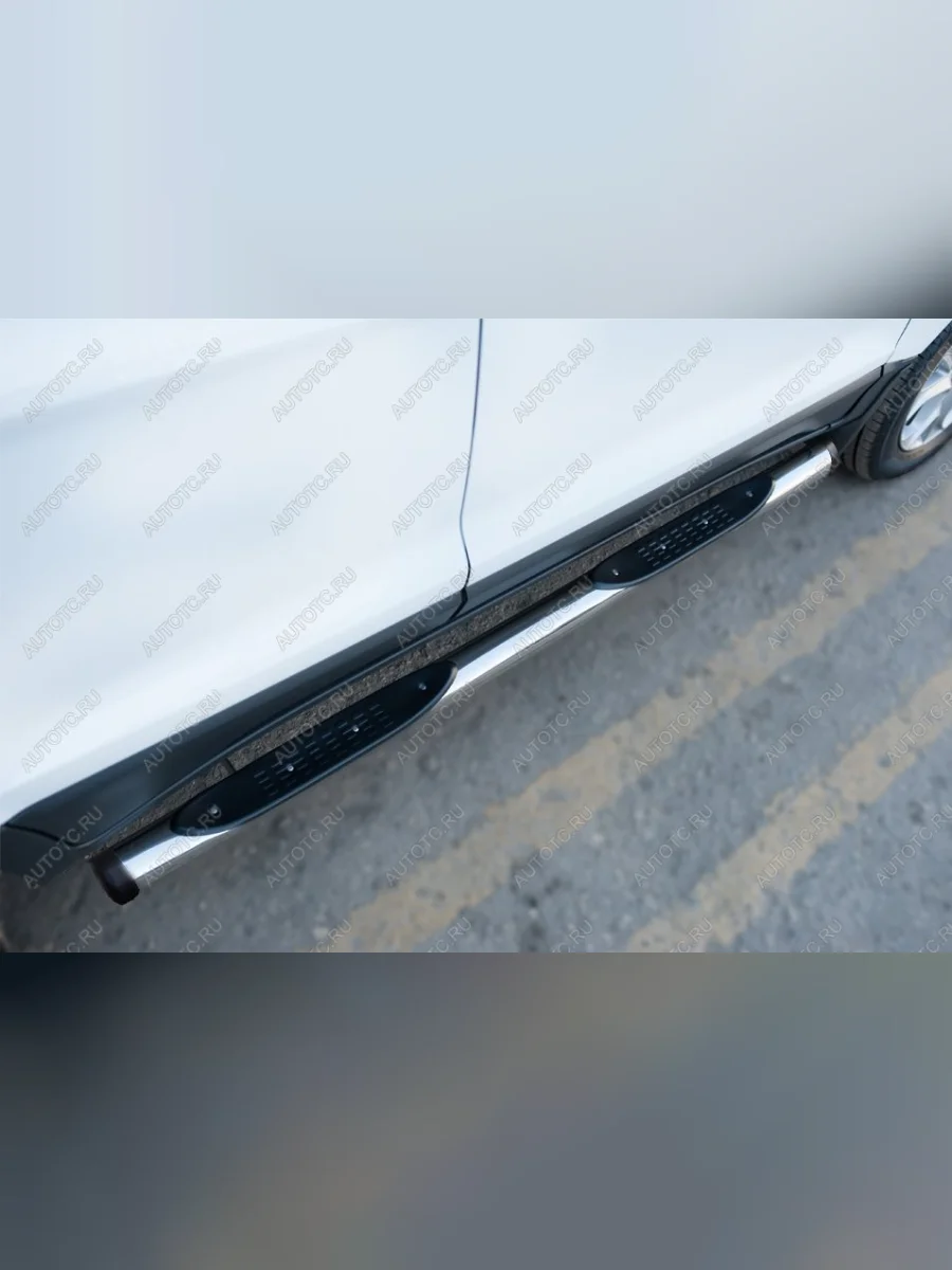 Пороги труба с накладками SLITKOFF Ford EcoSport дорестайлинг (2013-2019) (d76 мм)  в Перми Пермском крае