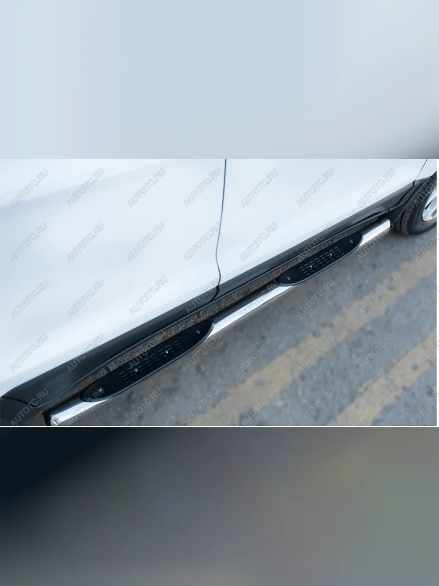 Пороги труба с накладками SLITKOFF Ford EcoSport дорестайлинг (2013-2019) (d76 мм)  в Перми Пермском крае