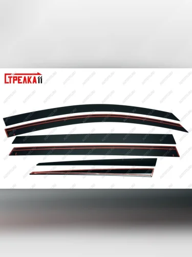 Дефлекторы окон 2D Стрелка11 (черные) Ford Kuga 2 дорестайлинг (2013-2016)