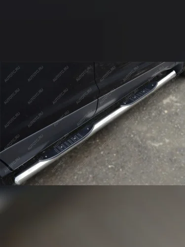 Пороги труба (с накладкой) SLITKOFF Hyundai Tucson  TL (2015-2018) дорестайлинг