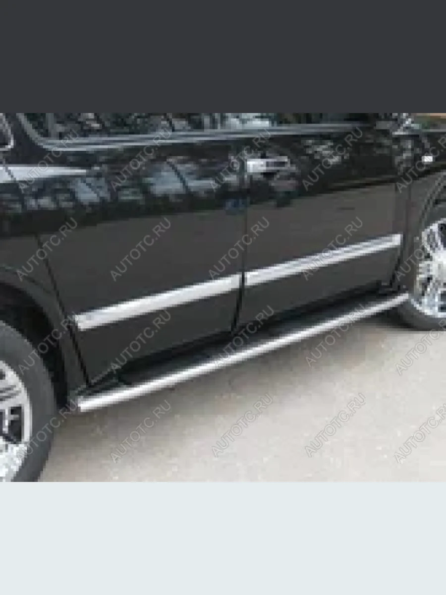 Пороги труба (по колесной базе) SLITKOFF INFINITI QX56 JA60 рестайлинг (2007-2010) (нержавейка, торцы - срез под 45 градусов)  с доставкой в г. Керчь