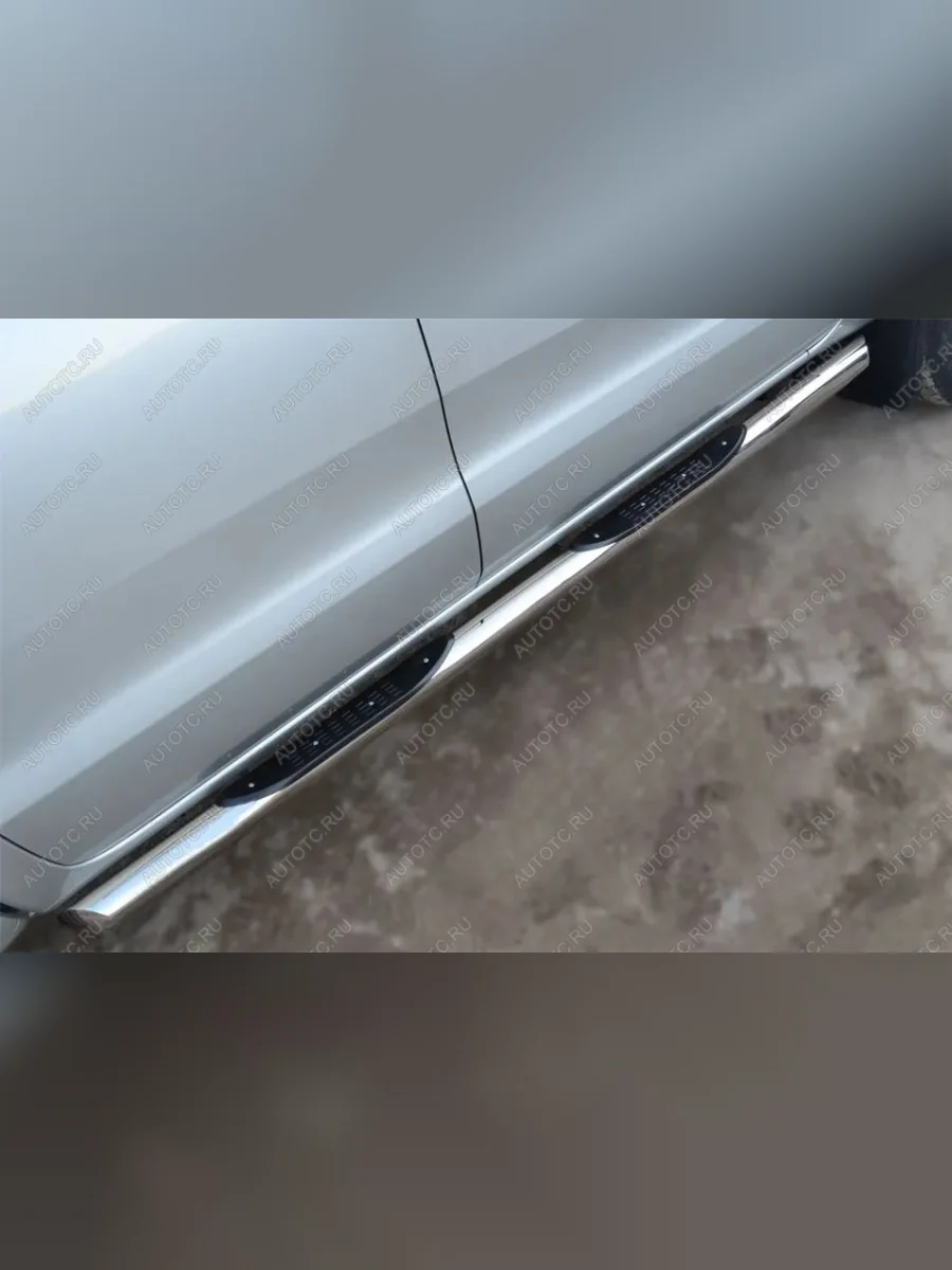 Пороги труба с накладками (d76) SLITKOFF Nissan Qashqai 1 J10 дорестайлинг (2007-2010) (нержавейка, торцы - срез под 45 градусов)  в Самаре Самарской области