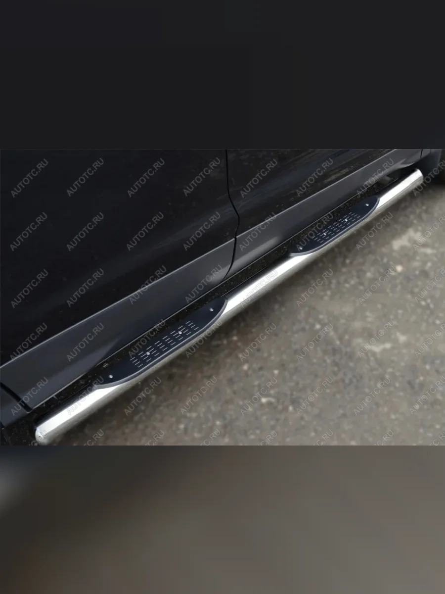 Пороги труба с накладками (d76) SLITKOFF  Nissan Qashqai (2007-2010) 1 J10 (нержавейка, на торцах округлая напайка под 90 градусов)  в Керчи Республика Крым