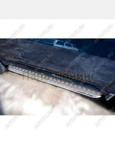 Пороги труба с листом (d42) SLITKOFF (Лист алюминиевый, профиль нержавейка) Renault Duster  HS (2015-2021) рестайлинг