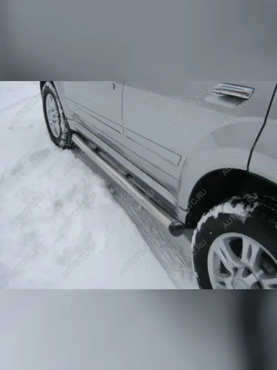 Пороги труба (d57) SLITKOFF SSANGYONG Actyon рестайлинг (2013-2021) (нержавейка, на торцах пластиковые заглушки)  с доставкой в г. Керчь