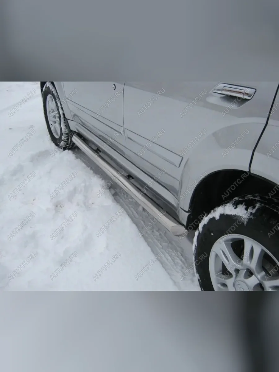 Пороги труба (d57) SLITKOFF SSANGYONG Kyron рестайлинг (2007-2016) (нержавейка, торцы - срез под 45 градусов)  с доставкой в г. Керчь