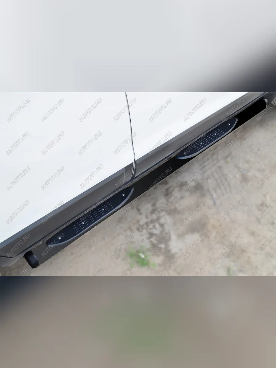 Пороги труба с накладкой (d76) SLITKOFF  Nissan Terrano (2013-2016) D10 (нержавейка, на торцах пластиковые заглушки)  в Перми Пермском крае