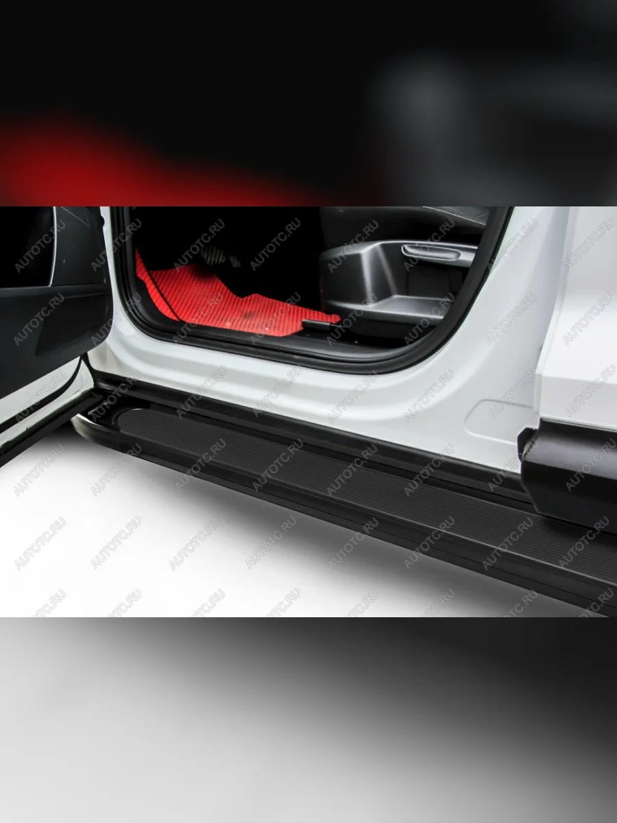 Пороги алюминиевые Optima SLITKOFF Jeep Grand Cherokee WK2 1-ый рестайлинг (2013-2018) (Black)  в Керчи Республика Крым