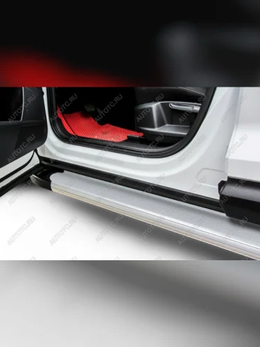 Пороги алюминиевые Optima SLITKOFF (Silver) Renault Koleos  1 (2011-2016) Phase 2, Phase 3