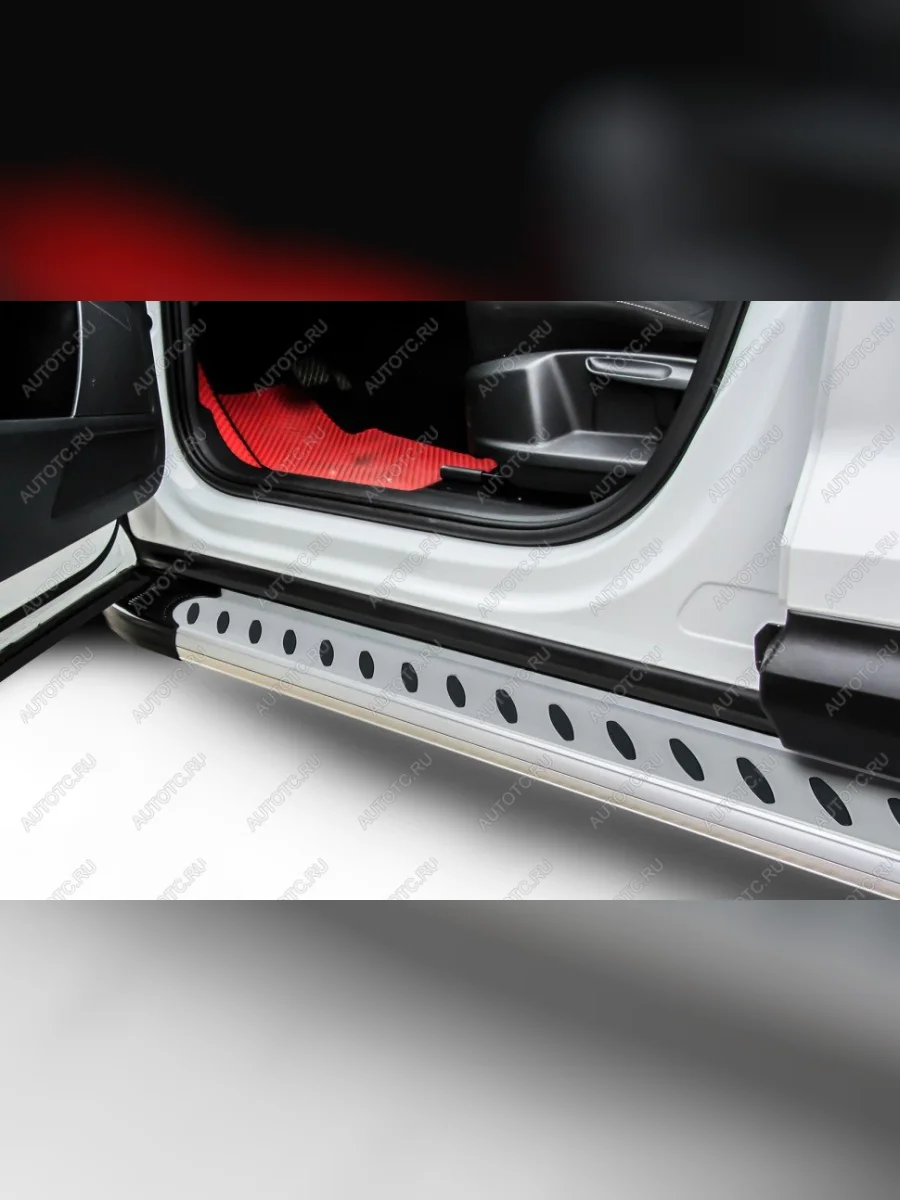 Пороги алюминиевые Prestige SLITKOFF  Toyota Fortuner (2015-2020) AN160 (Silver)  в Самаре Самарской области