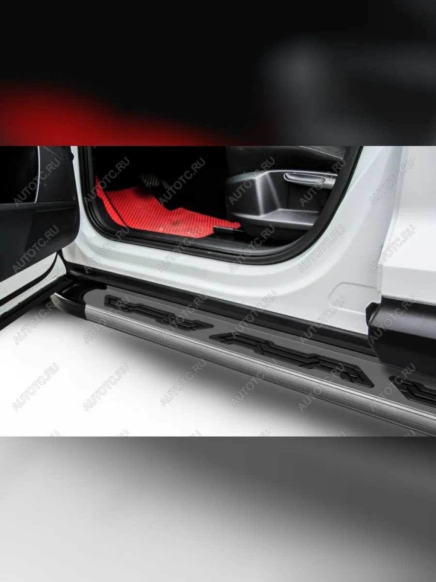 Пороги алюминиевые Alfa SLITKOFF  Mitsubishi L200 (2018-2022) 5 KK,KL (Grafit)  в Самаре Самарской области