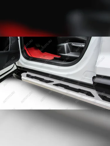 Пороги алюминиевые Alfa SLITKOFF (Silver) Renault Koleos  2 (2016-2025)