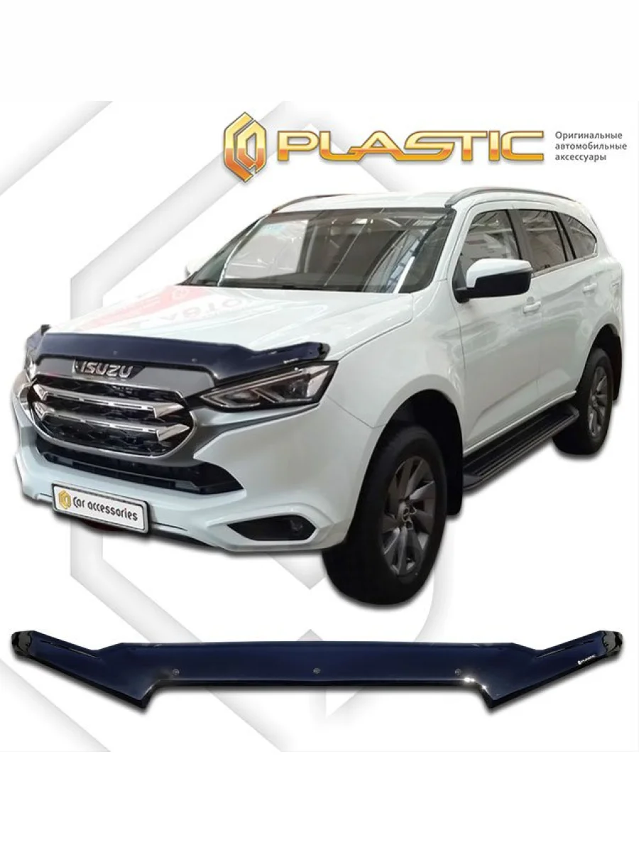 Дефлектор капота CA-Plastiс exclusive Isuzu mu-X TF (2021-2023) (серия Classic черный, Без надписи )  в Перми Пермском крае