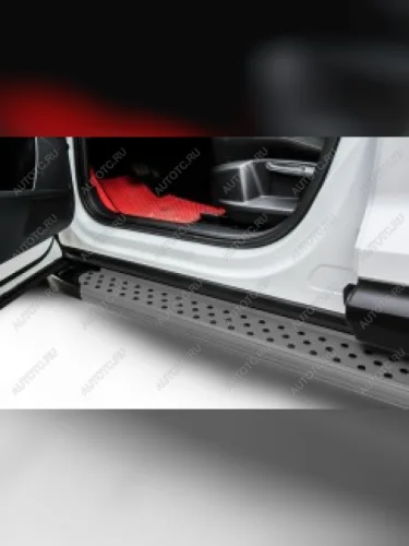 Пороги алюминиевые Standart SLITKOFF (Grafit) Ford Kuga  2 (2013-2016) дорестайлинг