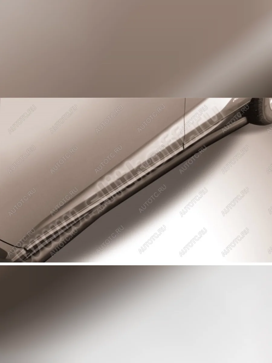 Защита порогов d76 с гибами Slitkoff Chery Tiggo 3 (2014-2020) (сталь с полимерным покрытием, цвет черный)  в Самаре Самарской области