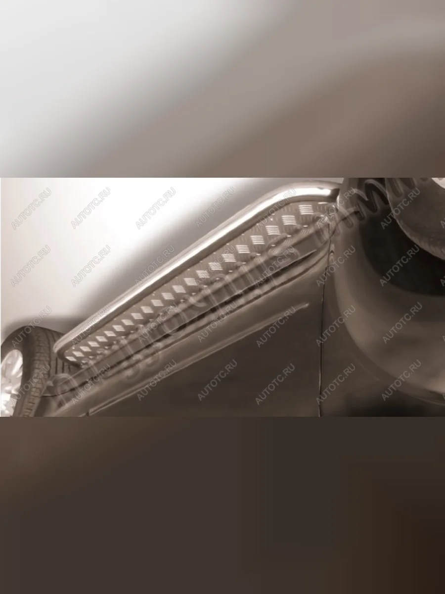 Правый порог труба d42 с листом (Kasten) Slitkoff Volkswagen Transporter T5 рестайлинг (2009-2015) (Лист алюминиевый, профиль нержавейка)  в Керчи Республика Крым