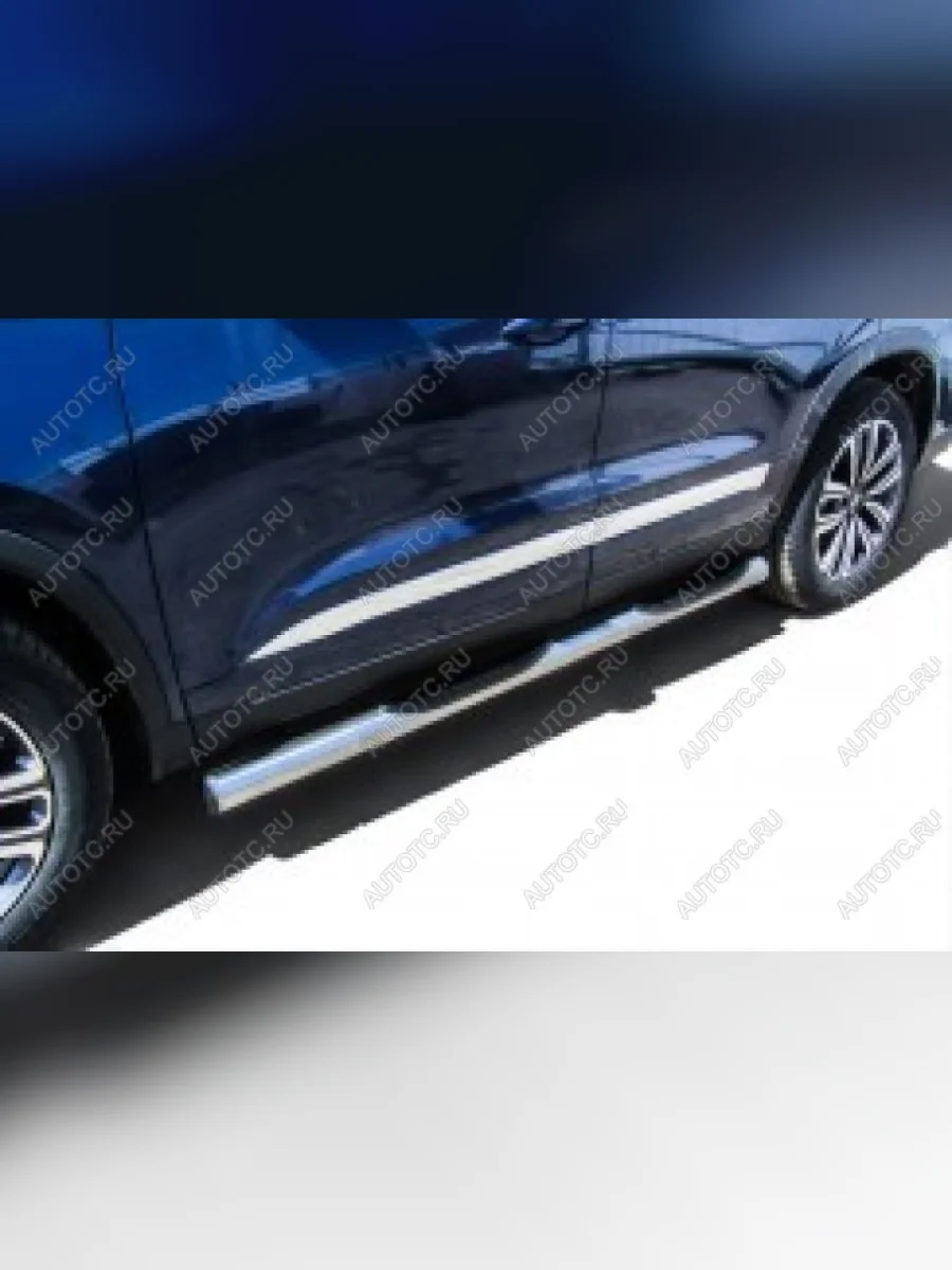 Защита порогов d76 с проступями Slitkoff  Mitsubishi Outlander (2015-2018) GF (нержавейка полированная)  в Самаре Самарской области