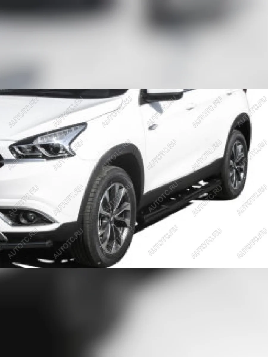 Защита порогов d76 с проступями Slitkoff Mazda CX-5 KF (2016-2025) (Сталь с полимерным покрытием в цвет черный)  с доставкой в г. Керчь