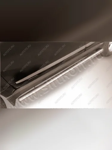 Защита порогов d42 Slitkoff (нержавейка, на торцах округлая напайка под 90 градусов) Jeep Grand Cherokee WK2 дорестайлинг (2010-2013)