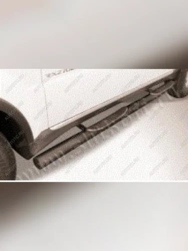 Защита порогов d76 с проступью Slitkoff (нержавейка с полимерным покрытием в цвет черный) Geely Tugella  FY11,HPBA4 (2022-2025) рестайлинг