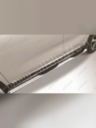 Защита порогов d76 с проступью (2WD) Slitkoff (Сталь с полимерным покрытием в цвет серебристые) Haval Jolion (2020-2024) дорестайлинг