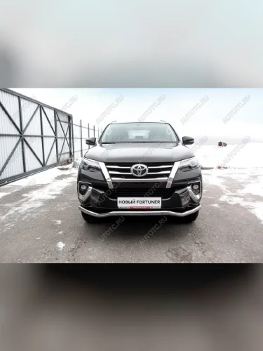 Защита переднего бампера d57 волна (TRD) Slitkoff (нержавейка полированная) Toyota Fortuner  AN160 (2020-2025) рестайлинг