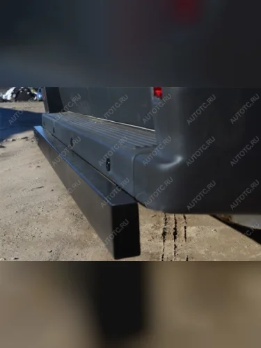 Защита заднего бампера d80x40чм (отбойник) Slitkoff (нержавейка с полимерным покрытием в цвет черный) Peugeot Boxer  250 (2006-2014)