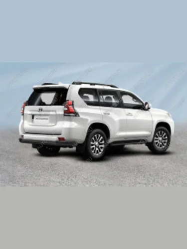 Защита заднего бампера d76+d42 двойная Slitkoff (нержавейка с полимерным покрытием в цвет черный) Toyota Land Cruiser Prado  J150 (2017-2020) 2-ой рестайлинг