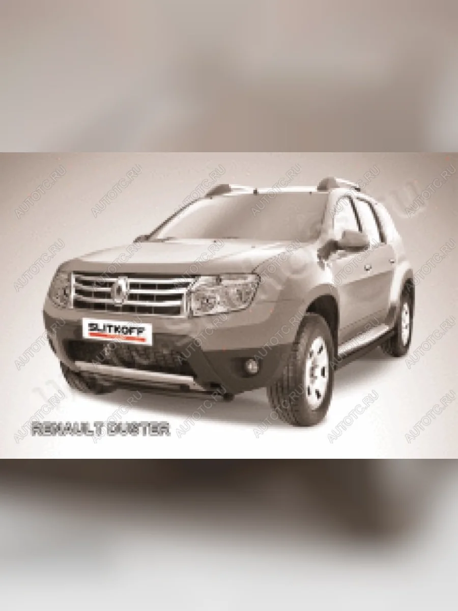 Защита переднего бампера d42+d42 двойная Slitkoff  Renault Duster (2010-2015) HS (нержавейка с полимерным покрытием в цвет черный)  в Самаре Самарской области