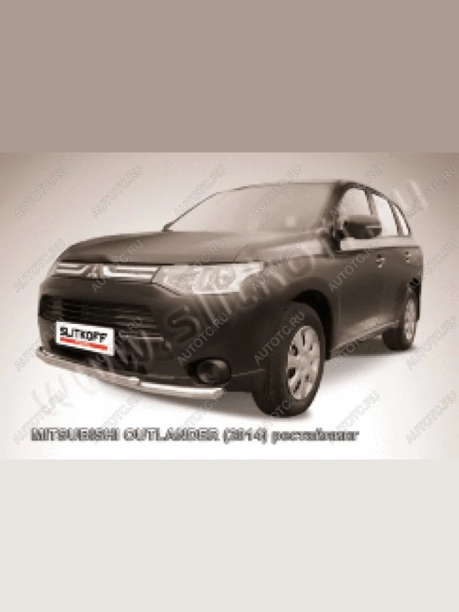 Защита переднего бампера d57+d42 двойная Slitkoff  Mitsubishi Outlander (2014-2016) GF (нержавейка полированная)  в Керчи Республика Крым