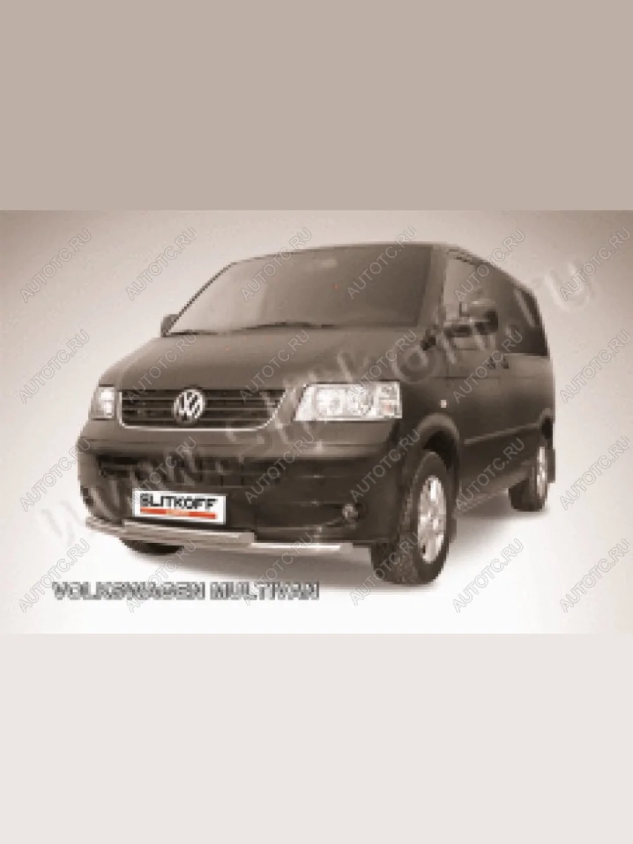 Защита переднего бампера d57+d57 двойная Slitkoff Volkswagen Multivan T5 рестайлинг (2009-2015) (Сталь с полимерным покрытием в цвет серебристый)  с доставкой в г. Керчь