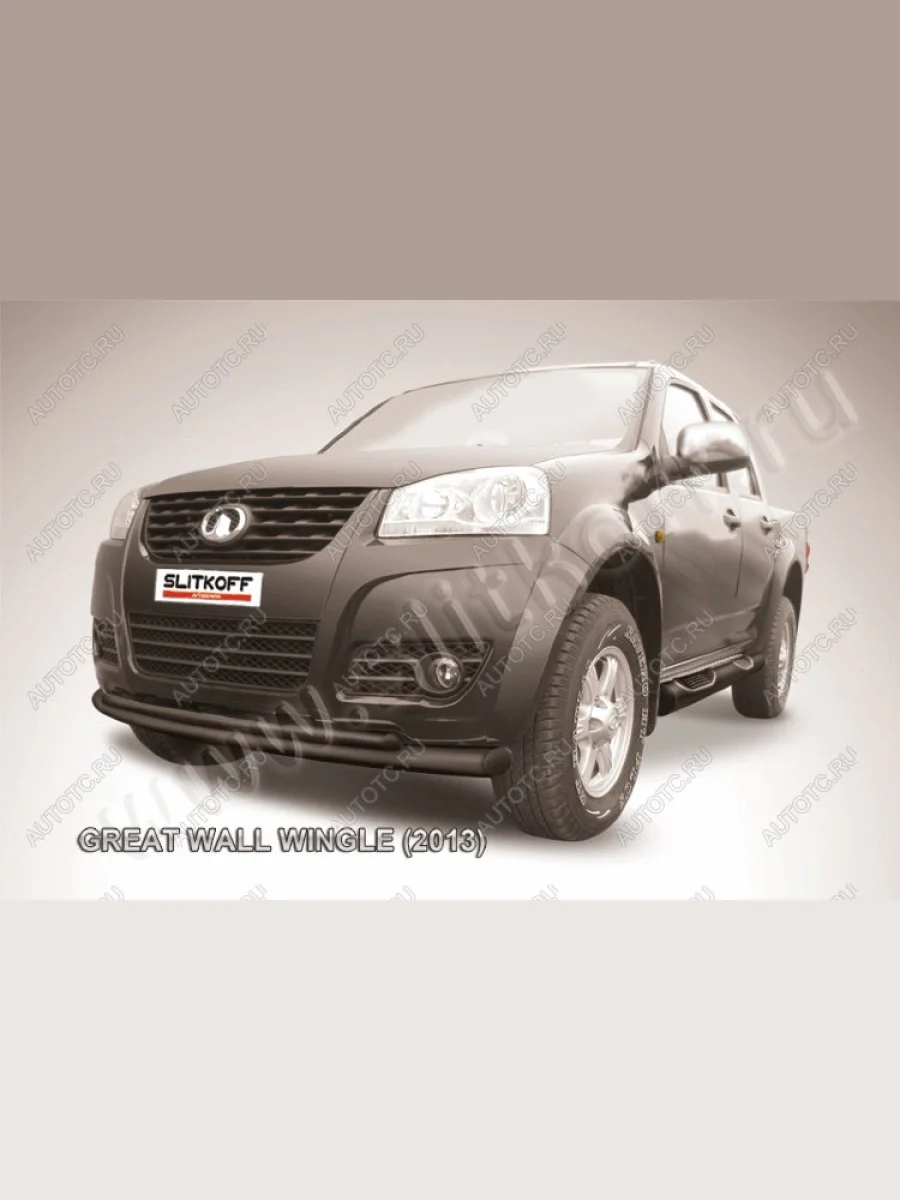 Защита переднего бампера d76+d42 двойная Slitkoff  Great Wall Wingle 5 (2011-2017) (Сталь с полимерным покрытием в цвет черный)  в Самаре Самарской области