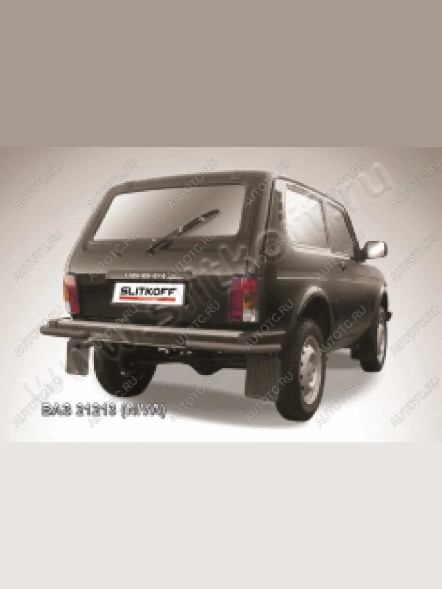 Защита заднего бампера уголки d57 Slitkoff  Лада ВАЗ  Нива 4х4  2121, нива 4х4  2121 (нержавейка с полимерным покрытием в цвет черный)  в Керчи Республика Крым